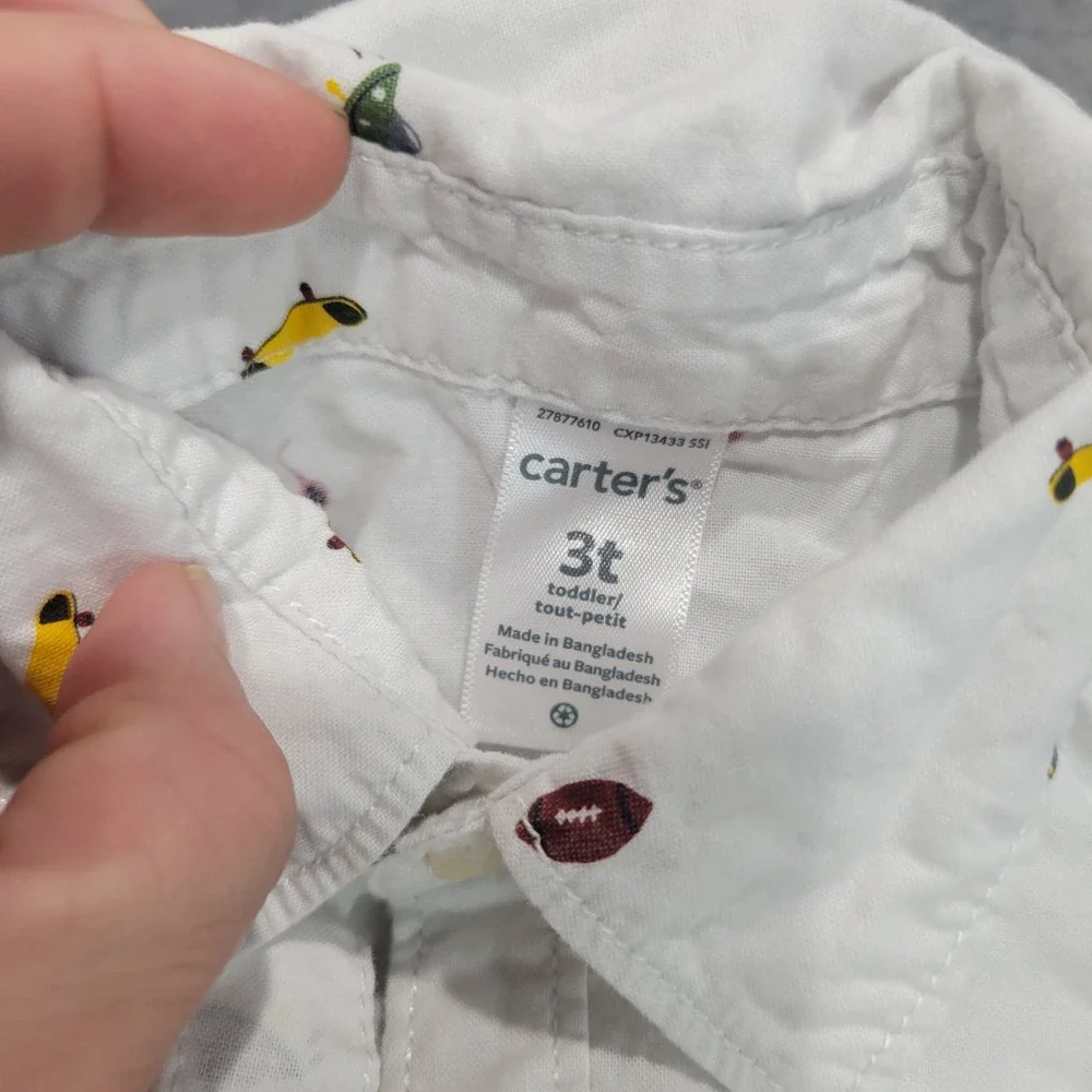 Carters‎ Childrens Place Boys 3T Multicolor Dinosaur Geometric Button Down Lot 3